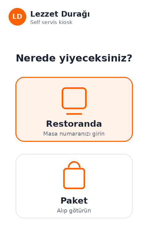 Sipariş türü seçimi